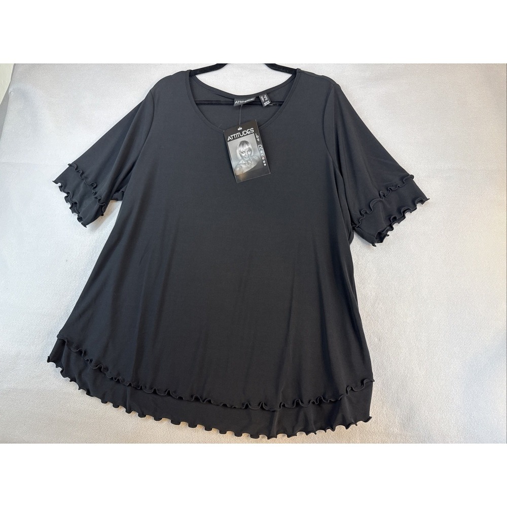 Attitudes By Renee Black Women's Too Size 1X Shortsleeve New With Tags